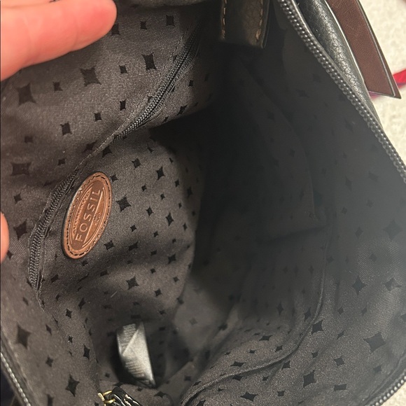 Fossil Morgan Traveler Black Soft Pebble Leather Organizer Crossbody Bag - Picture 8 of 9